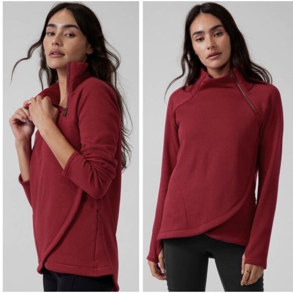 Athleta Sweaters - Athleta cozy karma Red asymmetrical pull over sweater womens plus size 2x